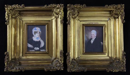19th century English School Miniature portraits of the members of the Wing family, largest 5 x 4in.